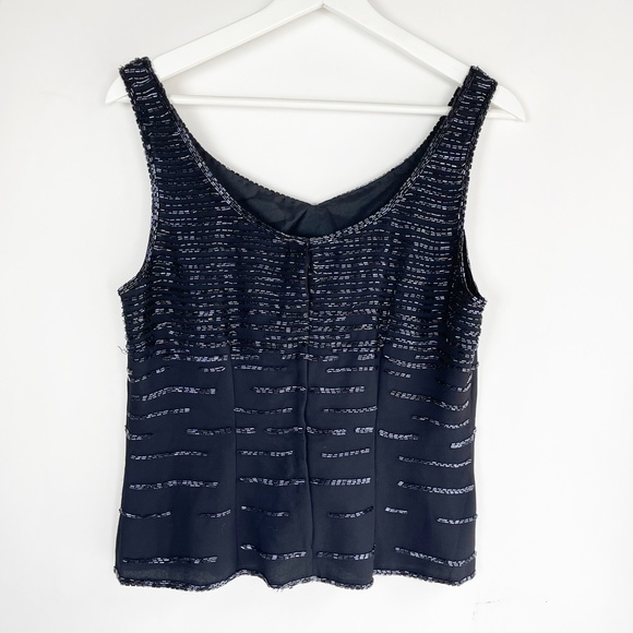 J LAXMI Womens Size M Medium Top Sleeveless Black beaded with sequins - Picture 2 of 7